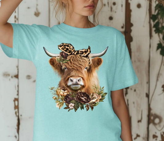 Floral Highland Cow