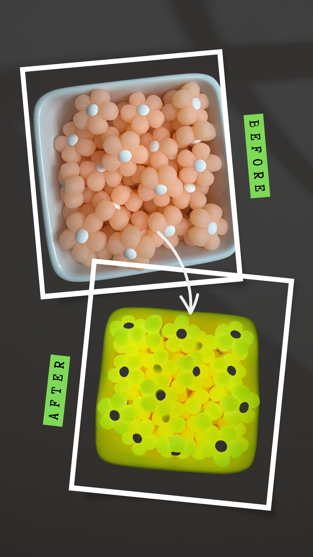 Glowing Peach to Yellow Flower: Silicone Focal Bead