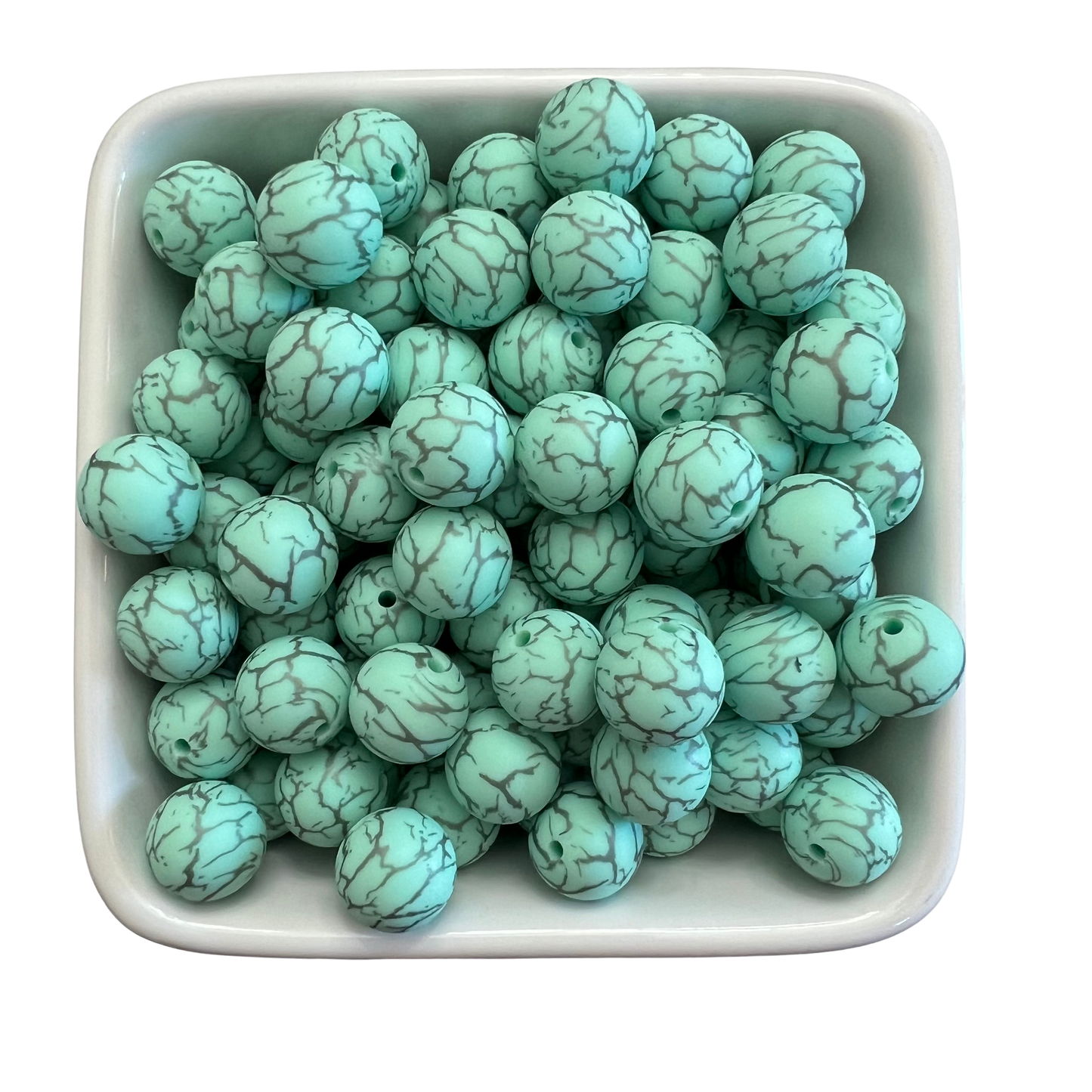 Mint Lightning: 15mm Silicone Bead