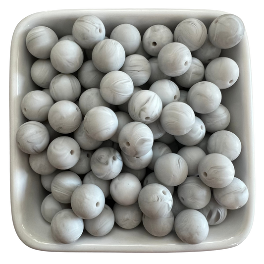 Gray Marble: 15mm Silicone Bead