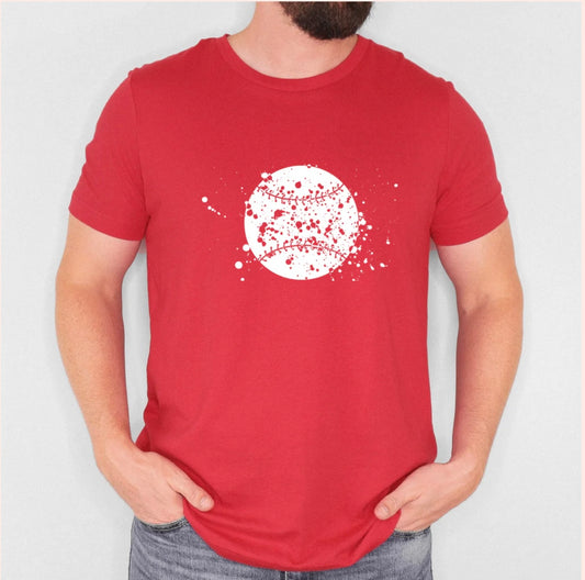 Baseball Splatter-White Ink