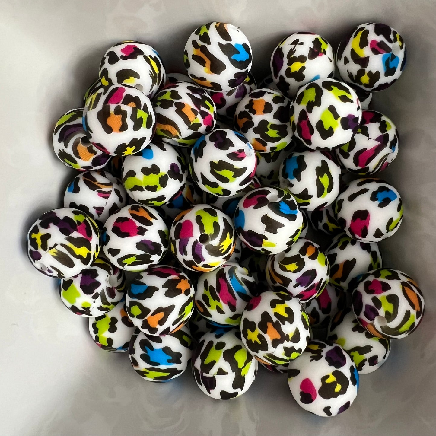 Neon Leopard: 15mm Silicone Bead