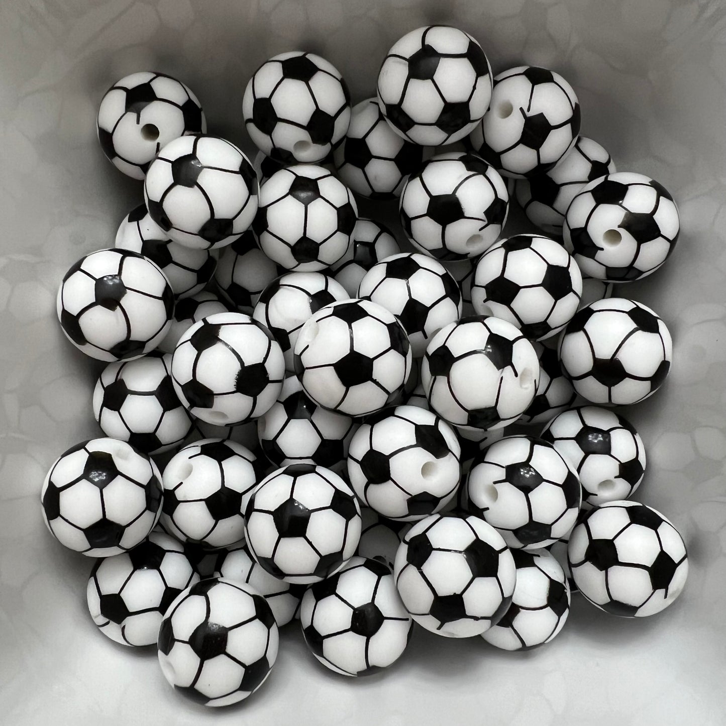 Soccerball: 15mm Silicone Bead