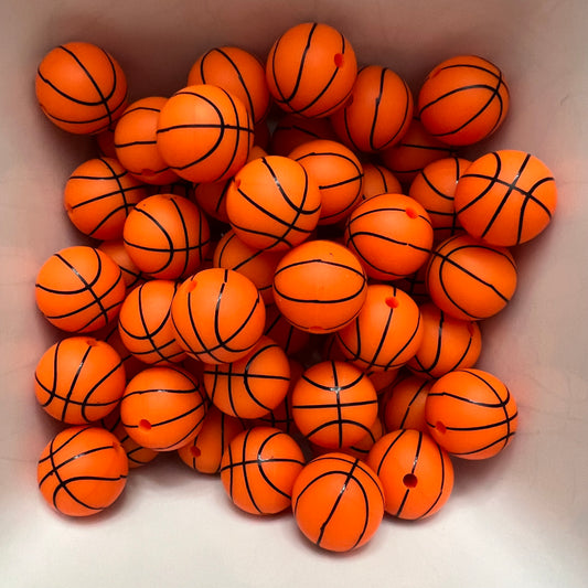 Basketball: 15mm Silicone Bead