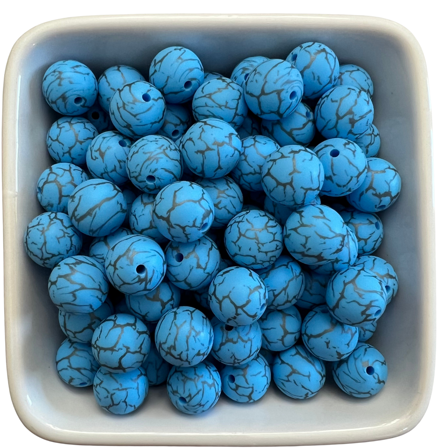 Blue Lightning: 15mm Silicone Bead