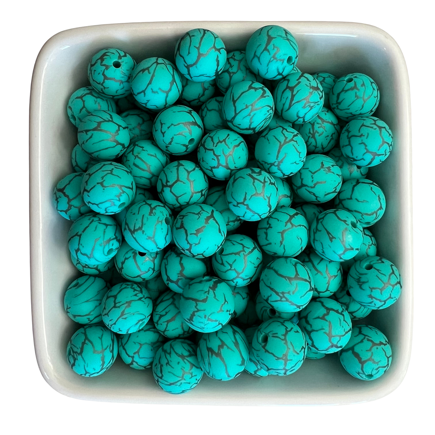 Turquoise Lightning: 15mm Silicone Bead