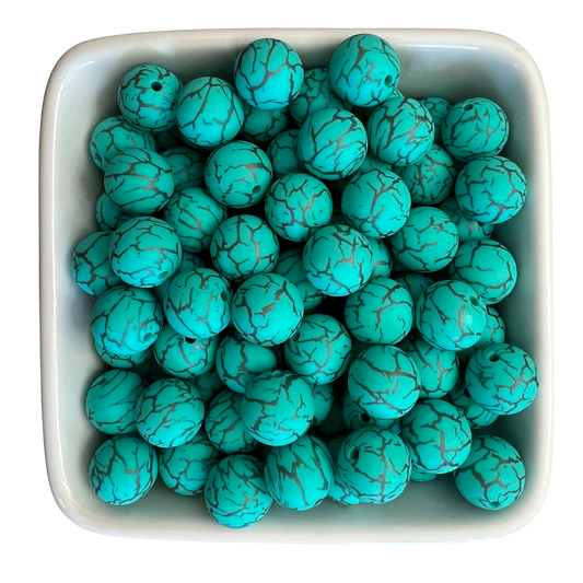 Turquoise Lightning: 15mm Silicone Bead