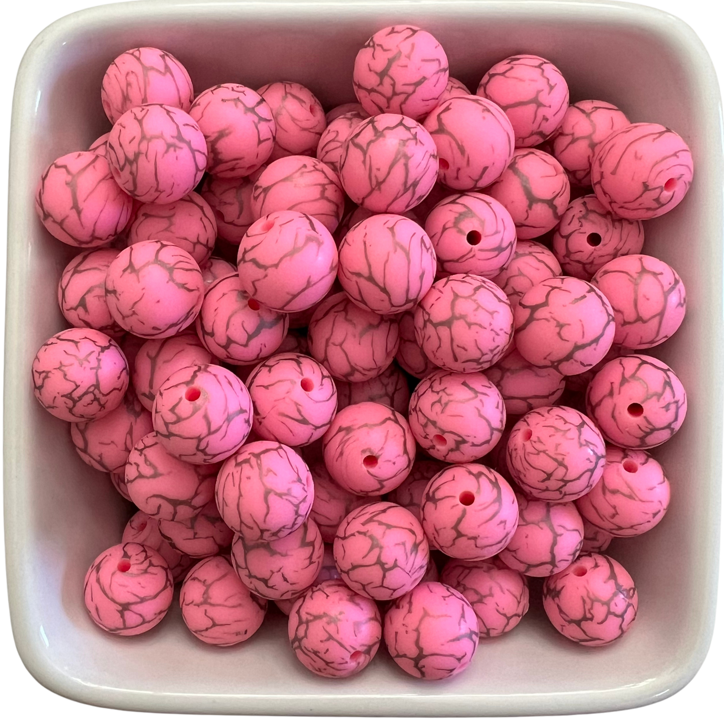 Pink Lightning: 15mm Silicone Bead