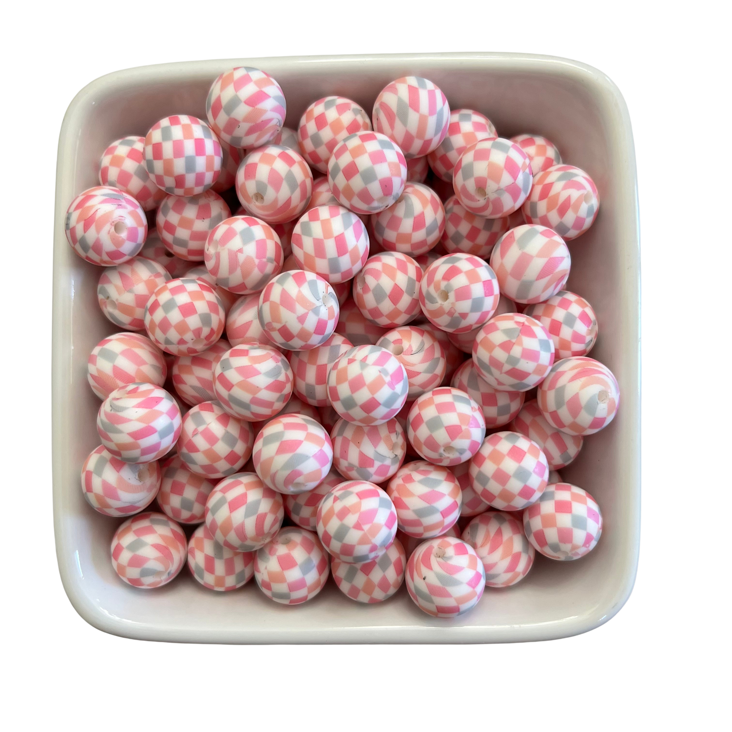 Color Checkered: 15mm Silicone Bead