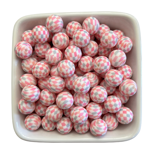 Color Checkered: 15mm Silicone Bead