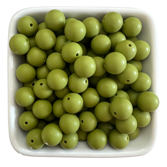 Olive: 15mm Silicone Bead