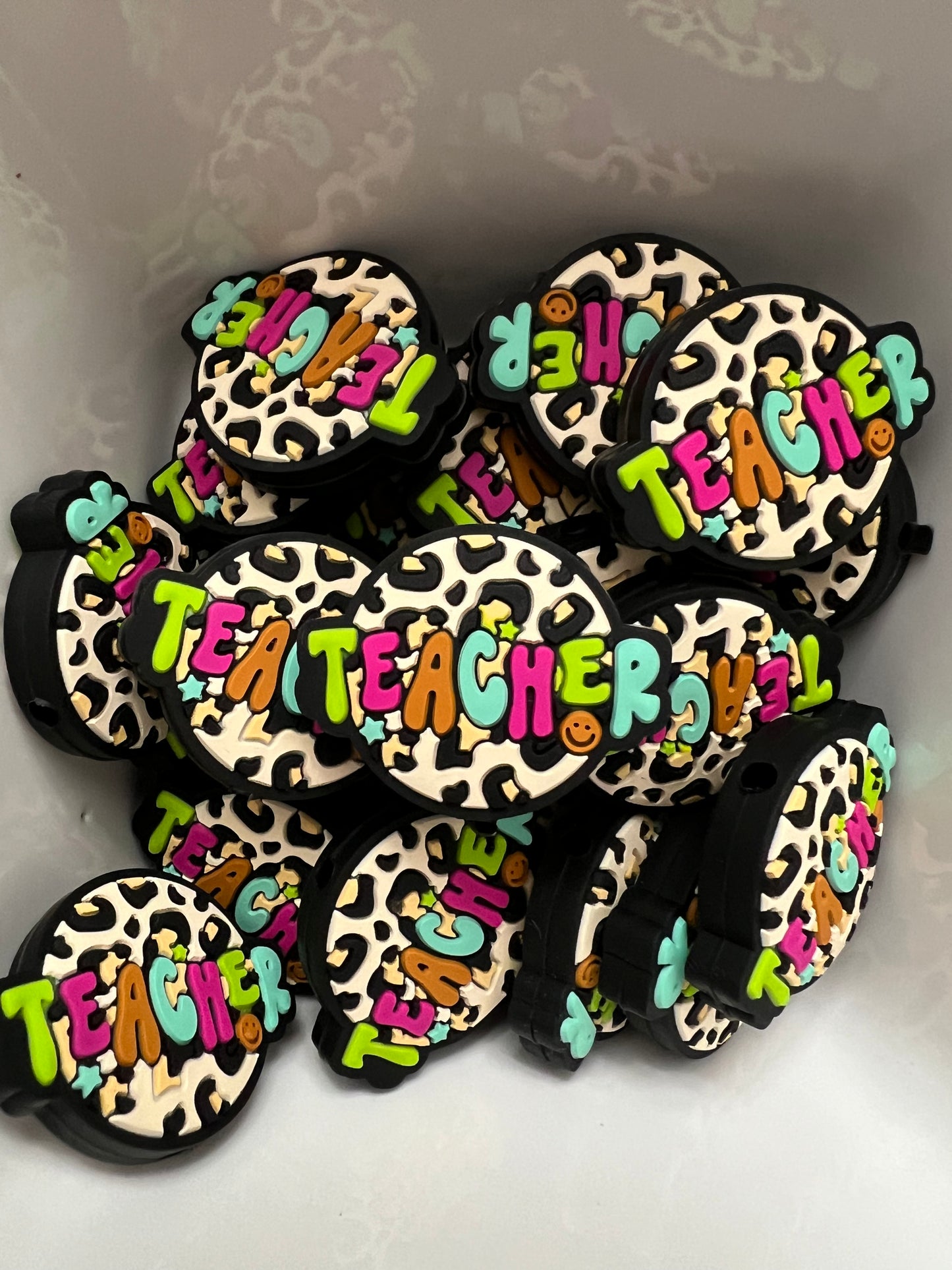 Teacher Leopard Print: Silicone Focal Bead